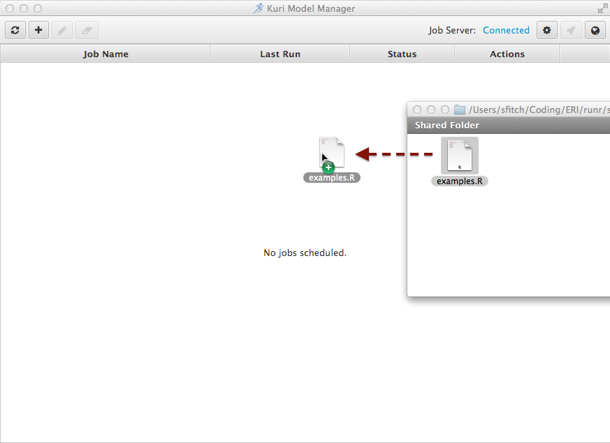Drag and drop R file to create job